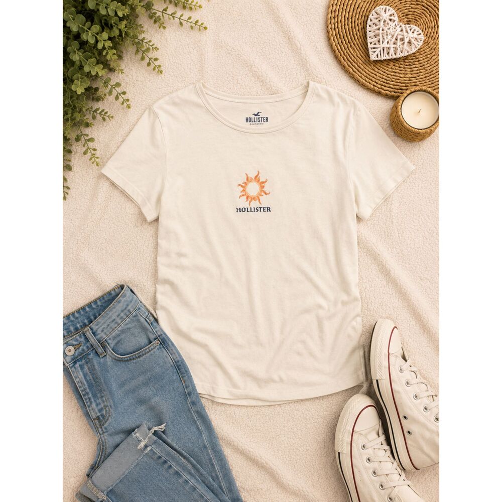 Hollister Sunset Skyline Los Angeles Graphic Tee Women’s Small Y2K Style
